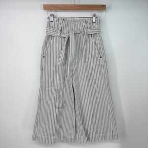 FRAME High Rise Pinstripe Wide Leg Tie Waist Pants